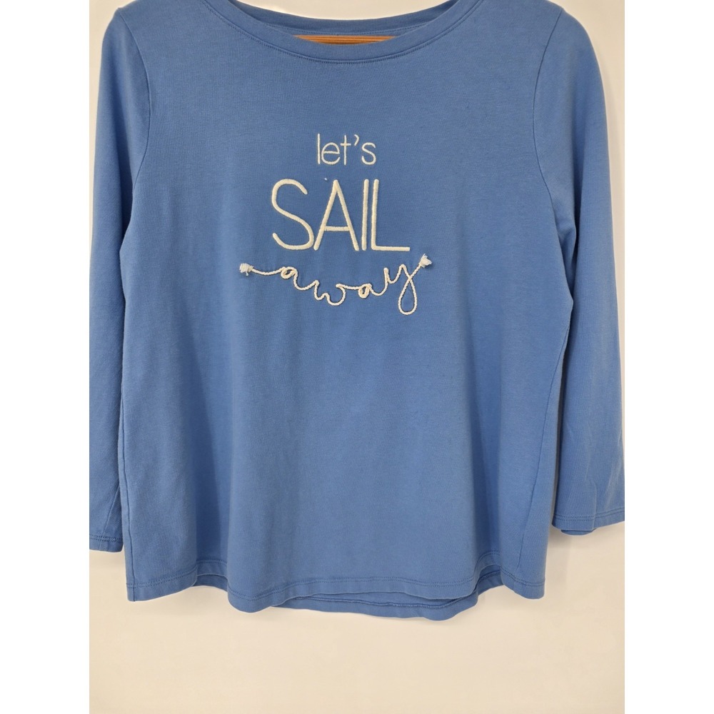 Talbots Let's Sail Away 3/4 Length Sleeve Costal Nautical Rope Blue Size Medium